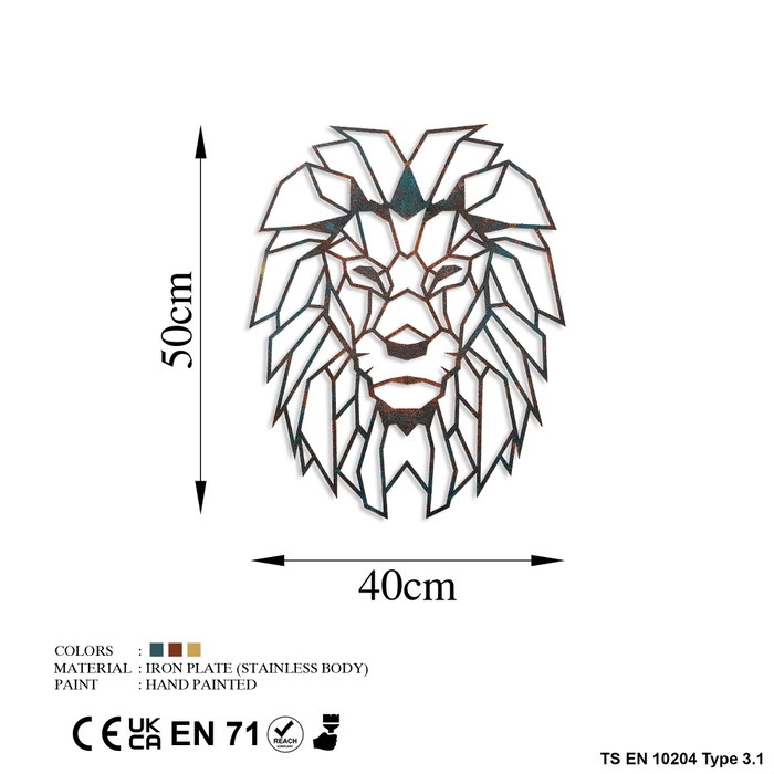 Wallity Lion - 2 Escultura de pared de metal multicolor